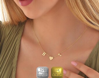 Personalized Initial Necklace: Sterling Silver, Gold Letter Jewelry