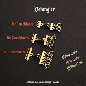 14K Gold & Sterling Silver Necklace Detangler - Layered Clasp for 2 3 4 Chains - Luxury and Minimalist Gift for Her - Tangle-Free Organizer