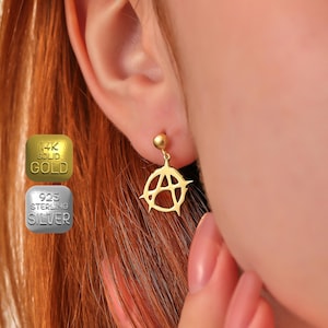 Anarchy Symbol Earrings: 925 Sterling Silver, Sons of Anarchy Jewelry