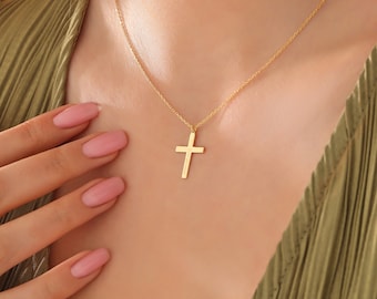 Personalized Tiny Cross Necklace: Sterling Silver Crucifix, Gold or Silver
