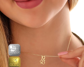 Personalized Number Necklace, Sterling Silver, Custom Date, Anniversary Gift