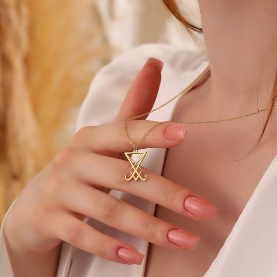 Sigil of Lucifer Necklace, Gothic 925 Silver or Gold Jewelry