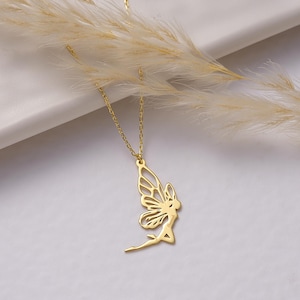 Cute Fairy Necklace, Minimalist Fairy Jewelry, Fairy Pendant, Tinker Bell y2k Necklace, Fairy Earrings Bracelet, Gold or Silver Gift for Her