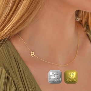 Gold or Silver Personalized Initial Necklace, Custom Letter Jewelry, Minimalist Initial Pendant, Christmas Gift, Gift for Her, Birthday Gift