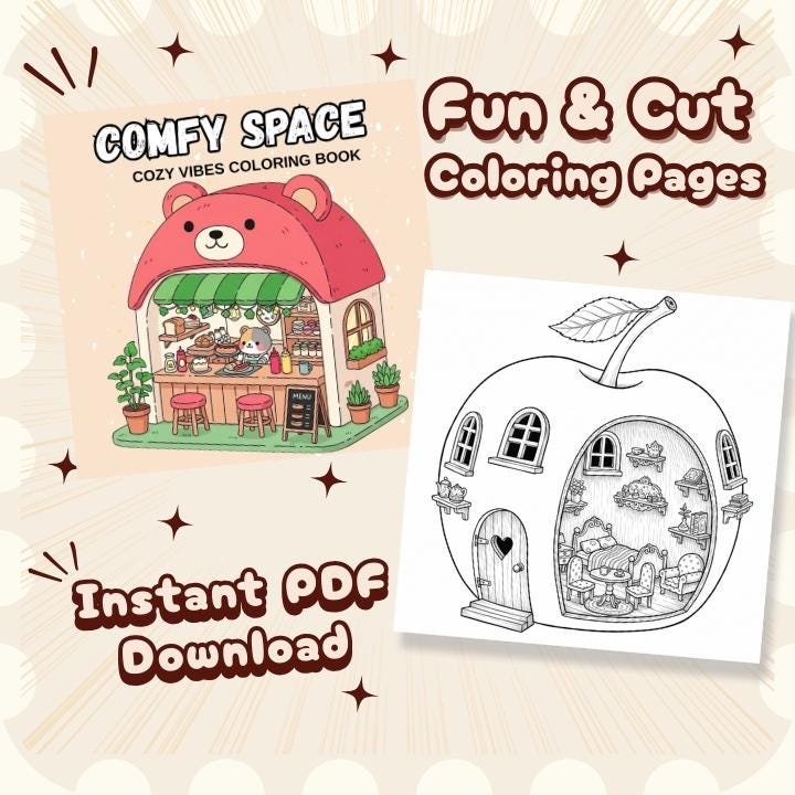 Coco Wyo Cozy Coloring Book Printable PDF | Comfy Space, Cozy Rooms ...