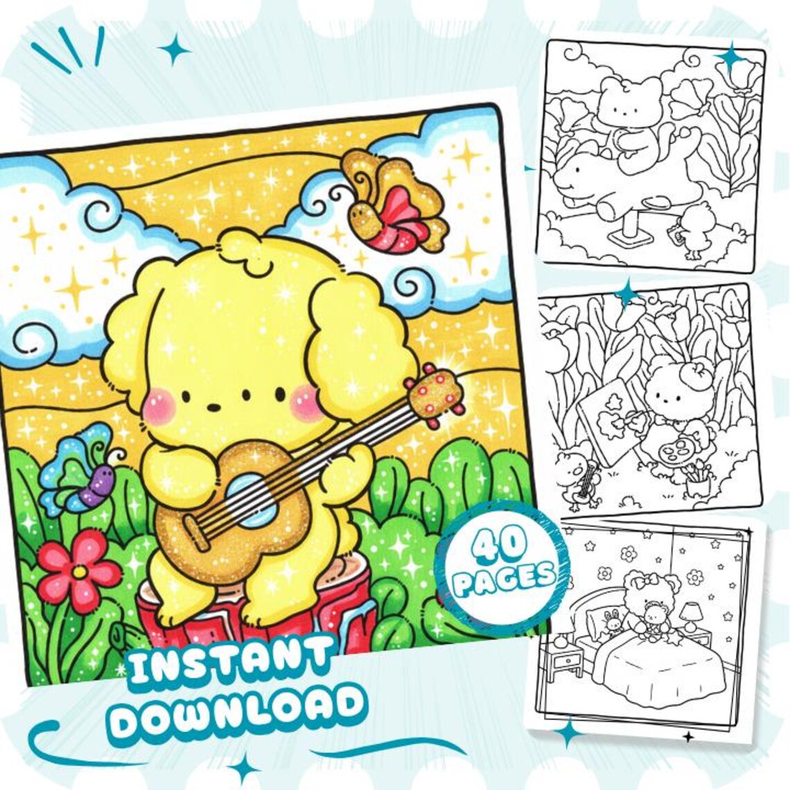 Cozy Cute Coloring Pages | Kawaii Animal Coloring Book | Printable ...