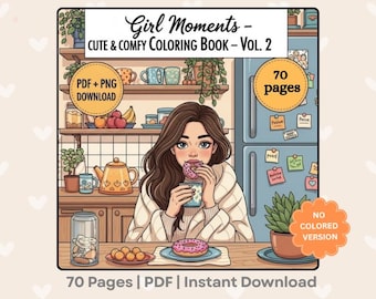 Coco Wyo Girl Moments Vol. 2 - Libro para colorear en PDF, página para colorear digital adorable y acogedora, descarga instantánea para niños y adultos
