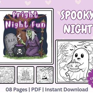 Coco wyo Spooky Cute Halloween Coloring Book PDF | 30 Printable Pages Digital Download | Kawaii Creepy Coloring for Adults & Kids