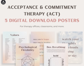 Acceptance and Commitment Therapy (ACT) Posters, Mindfulness Posters for Therapy Offices, Classrooms, and More | Psychology Wall Art