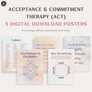 Acceptance and Commitment Therapy (ACT) Posters, Mindfulness Posters for Therapy Offices, Classrooms, and More | Psychology Wall Art
