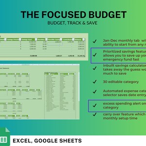 Monthly and Bi-Weekly Budget Template, Expense Tracker, Savings and Investment Tracker and Debt payoff planner/ Spreadsheet Workbook