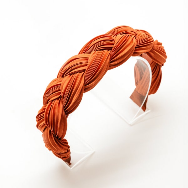 Braided Headband for Women, Pleated Knit Hairband and Handmade Woven Plait Hair Accessory for Girls, 4 Colors Available