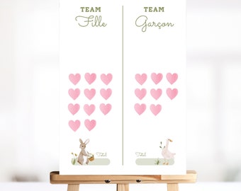 Beziehen Sie Stimme Geschlecht offenbaren, fille oder garçon, Dusche de bébé in Französisch Naissance de bébé Baby-Dusche-Spiele Jeux für Dusche de Bébé, Boho