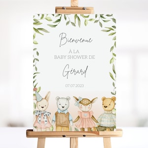 Baby Shower Welcome Sign French, Affiche Bienvenue Francais, Jeux Baby Shower, Baby Shower Idées, Gender Reveal, Editable template