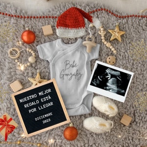 Pregnancy Announcement Spanish, Anuncio Embarazo Digital, Navidad, Baby Reveal Social Media, Anuncio de Embarazo, Estoy Embarazada, Editable