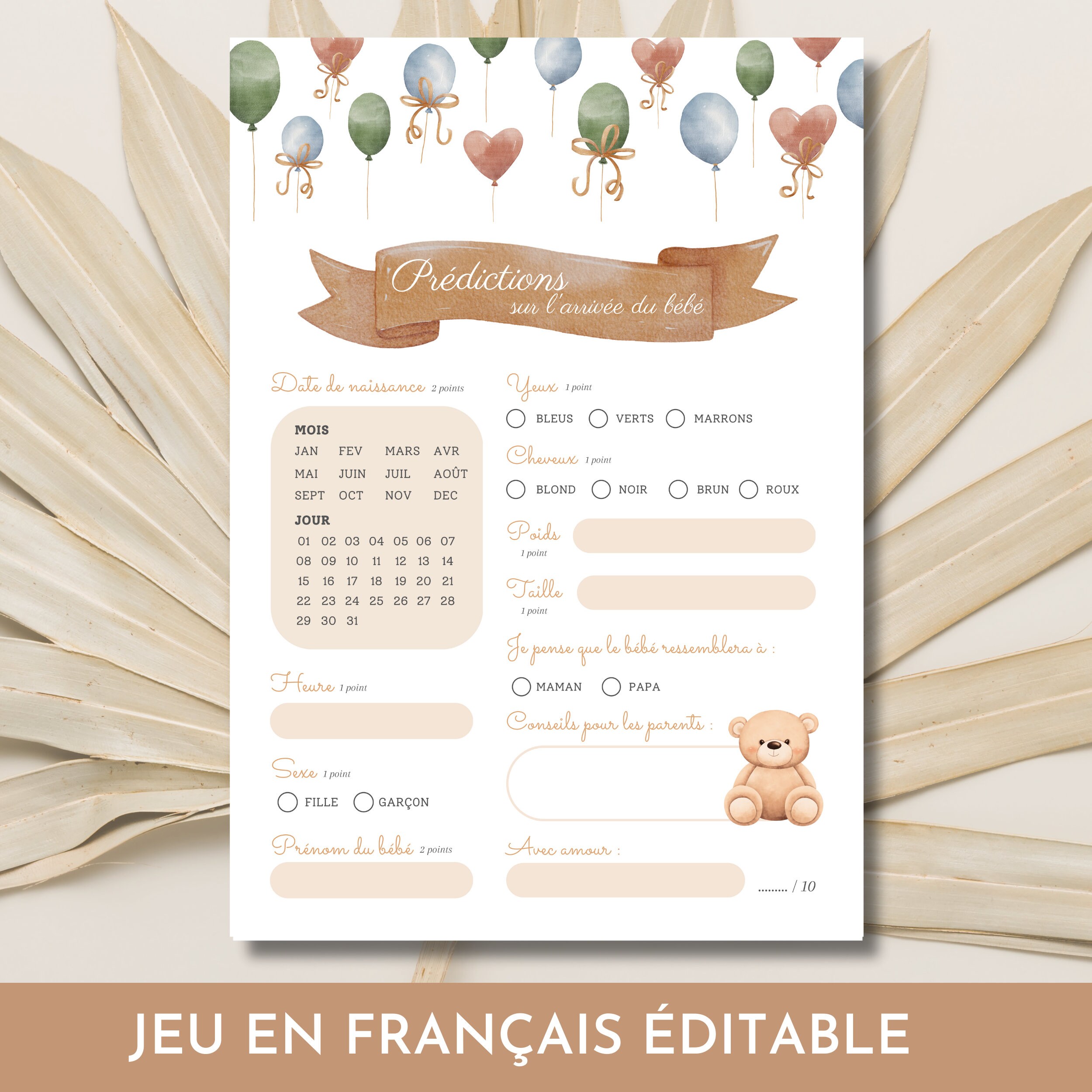 Cartes Pronostics Baby Shower – Lot De 20 En Français | Jeu Pour Révélation Sexe Bébé, Prédictions | Cadeau Souvenir Fête Prénatale