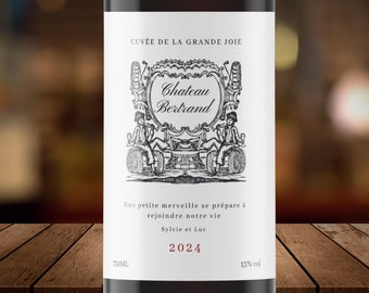 Étiquette Annonce Grossesse | Étiquette Vin Grossesse | Annonce de Grossesse | Annonce Grossesse Vin | Étiquette Annonce Bébé | À Imprimer