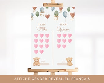 Beziehen Sie Stimme Geschlecht offenbaren, fille oder garçon, Dusche de bébé in Französisch Naissance de bébé Baby-Dusche-Spiele Jeux für Dusche de Bébé, Boho