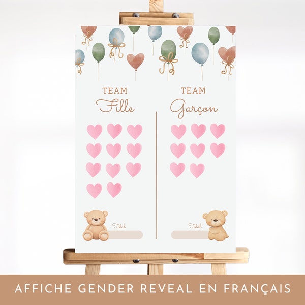 Affiche vote gender reveal, fille ou garçon, shower de bébé en français Naissance de bébé Baby Shower games Jeux pour shower de bébé, boho