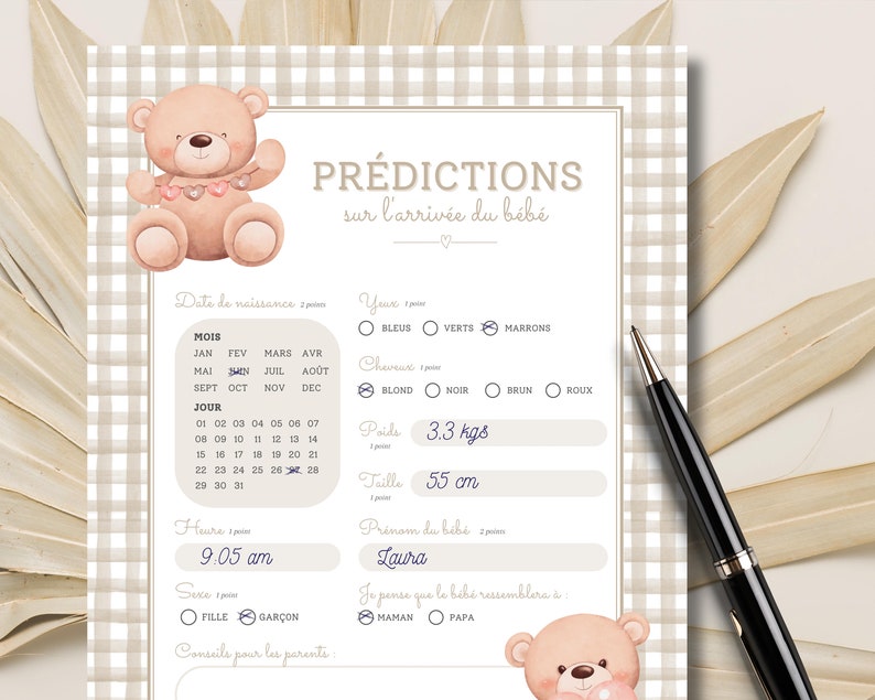 Carte Prédiction Bébé Carte Pronostic Bébé Shower De Bébé En Etsy Canada