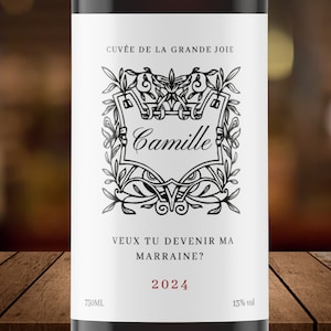 Annonce Grossesse Étiquette, Annonce bébé, Annonce Grossesse Famille, Annonce Marraine Parrain, Étiquette de vin Naissance, Français