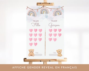 Beziehen Sie Stimme Geschlecht offenbaren, fille oder garçon, Dusche de bébé in Französisch Naissance de bébé Baby-Dusche-Spiele Jeux für Dusche de Bébé, Boho