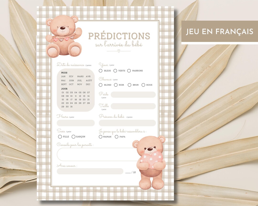 Carte Prédiction Bébé Carte Pronostic Bébé Shower De Bébé En Etsy Canada