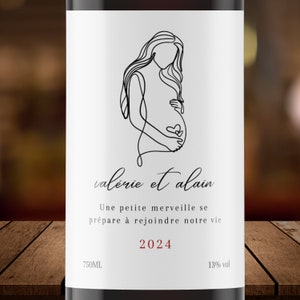 Annonce Grossesse Étiquette, Annonce Grossesse bébé, Annonce Grossesse Famille, Annonce Marraine, Étiquette de vin Naissance, Français