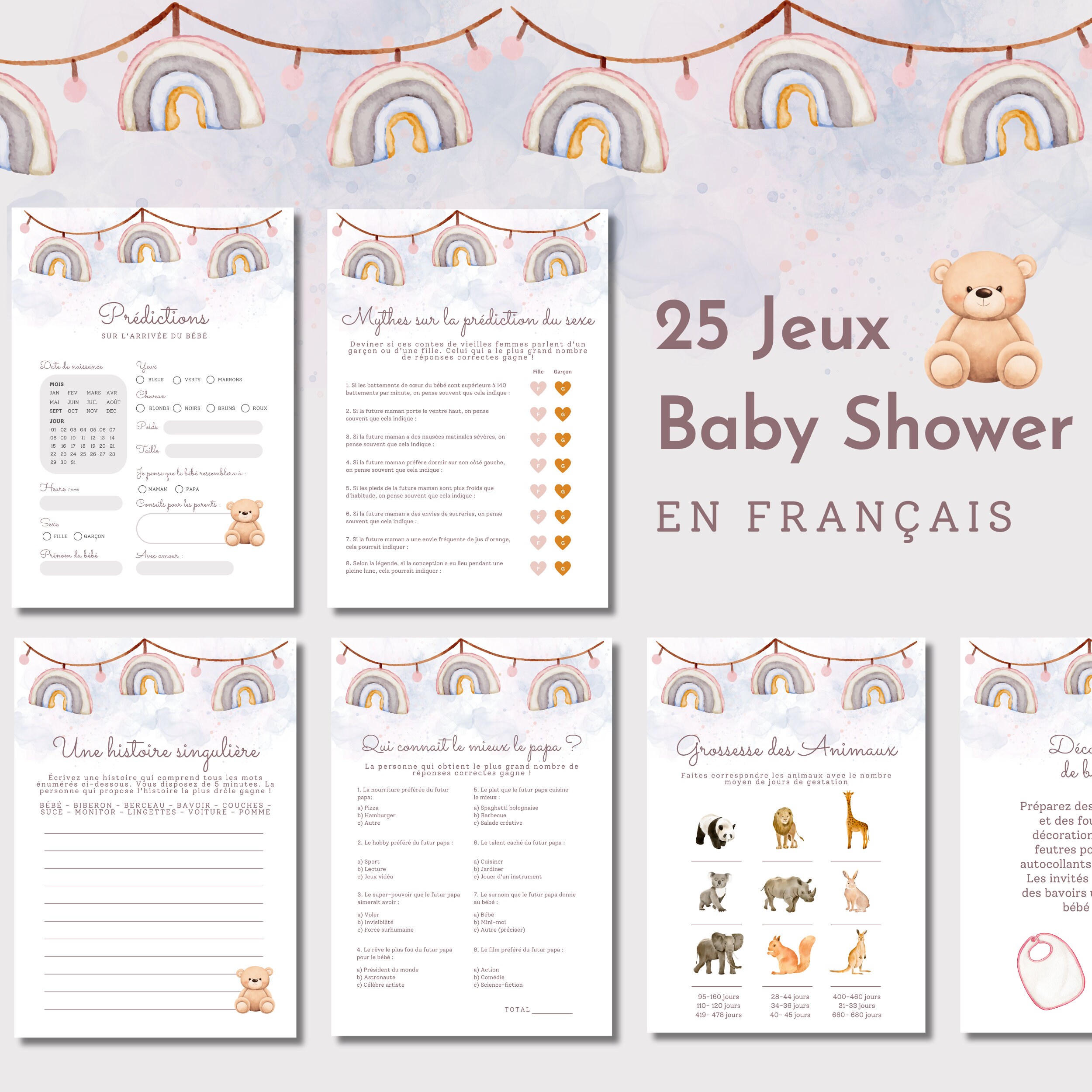 25 Jeux Prédictions Carton Prédiction shower de bébé in English ...