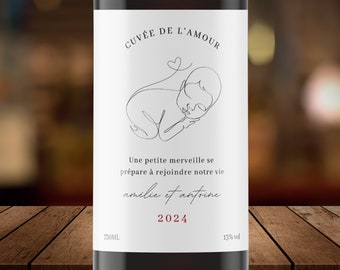 Étiquette Annonce Grossesse | Étiquette Vin Grossesse | Annonce de Grossesse | Annonce Grossesse Vin | Étiquette Annonce Bébé | À Imprimer