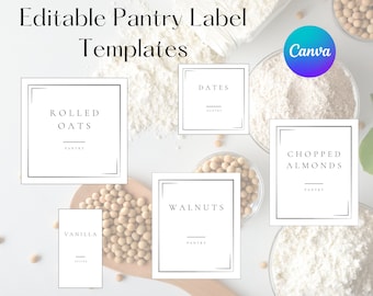 Pantry Labels Organisation, Printable and Editable Home Labels, Label Template Bundle, Print yourself at home, Modern Spice Jar Label