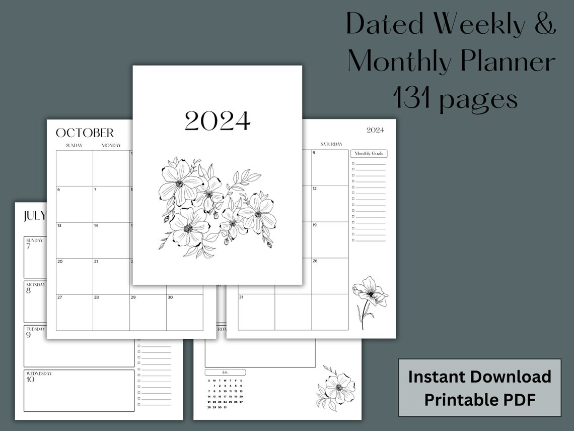 2024 Month Week Planner, Dated Month on Two Pages, Across Two Pages