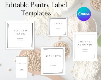 Kitchen Pantry Labels, Editable Label Bundle for Home Organization,  Create Your Own Stickers, Pantry Jar Label, Kitchen Jar Label