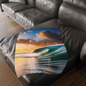 Ocean Wave Velveteen Minky Blanket (Two-sided print)