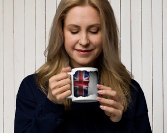 England Flag Glossy White Mug, Gift for Women, Gift for Men, Gift for Kids, Gift for Dad and Mom.