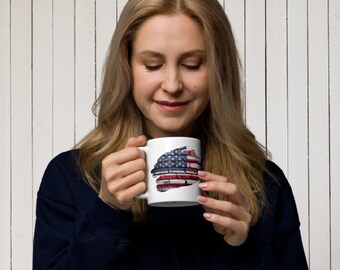 Glossy White U.S.A. Flag Mug, Gift for Women, Gift for Men, Gift for Kids, Gift for Mom and Dad.