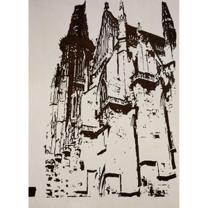 Desenho original Regensburg preto e branco 30 x 21,5 cm pintado à mão com caneta fineliner sobre cartão assinado Simone Binder