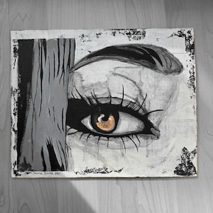 Original painting "Woman's Eye" hand-painted on canvas, 24×30 cm, signed by Simone Binder