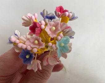 Vintage Bouquet Multi Pastel Millinery FLOWERS | Mini Bouquet Forget-me-not Flowers | Vtg Tiny Pastel Flowers | Artificial Miniature Flowers