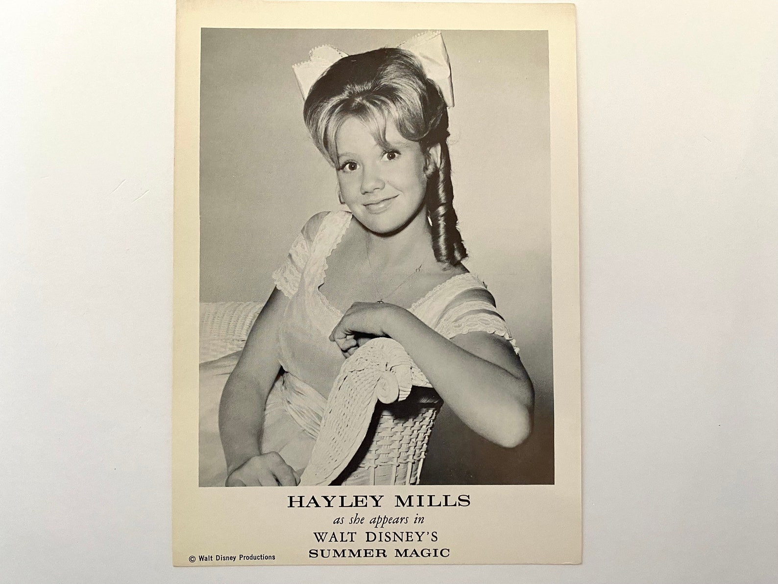 Vintage HAYLEY MILLS Walt Disney’s “summer Magic” Fan Card | 5 X 7 NOS