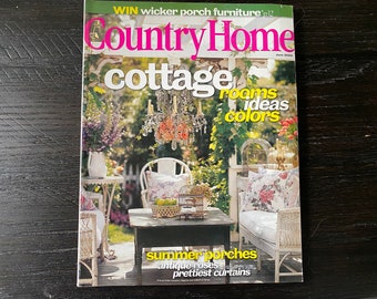 Vintage COUNTRY HOME Magazine June 2000 | “Cottage Rooms + Ideas + Colors | Summer Porches / Antique Roses / Prettiest Curtains