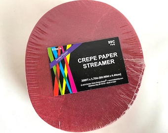 Red CREPE PAPER Streamer | Brother Sister Red Crepe Streamer | 200 ft x 1.75 in Crepe Paper Streamer