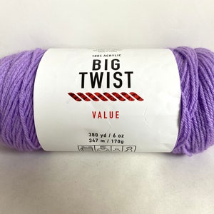 Big Twist Value LILAC Worsted 100% ACRYLIC YARN | 380 yd Lilac Acrylic Yarn | Jo-Ann’s Stores Value Yarn |  Lot #642755 - 5 / 2022