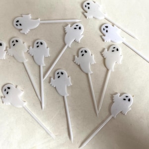 12 pcs Halloween GHOST CUPCAKE Picks |  Ghostie Cupcake TOPPERS | 3” Ghost Picks