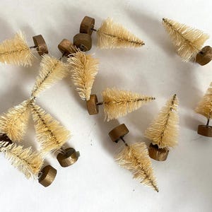 12 pc 1.5 in Miniature Antique WHITE Bottle Brush TREES | Retro Mini 1-1/2” Cream Sisal Trees | Dollhouse Christmas Trees | FDC 164809W