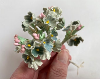 Vintage Bouquet Blue Millinery FLOWERS | Mini Bouquet Forget-me-not Flowers | Vtg Tiny Blue Flowers | Artificial Miniature Flowers