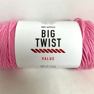 Big Twist Value Medium ROSE Worsted 100% ACRYLIC YARN | 380 yd Pink Acrylic Yarn | Jo-Ann’s Stores Value Yarn |  Lot #642743 - 5 / 2022
