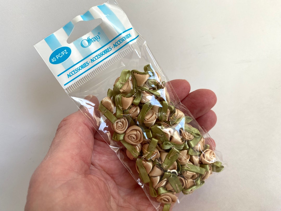 40 Pcs GOLD Satin RIBBON ROSES Offray 100% Polyester Gold Ribbon Roses ...