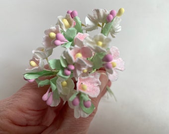 Vintage Bouquet Pale Pink Millinery FLOWERS | Mini Bouquet Forget-me-not Flowers | Vtg Tiny Pink Flowers | Artificial Miniature Flowers