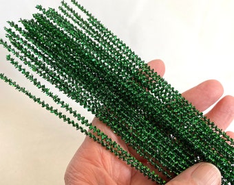 35 pcs 3mm EMERALD Green TINSEL Stems | 3mm x 12” Green Tinsel Stems | DARICE 10422-60